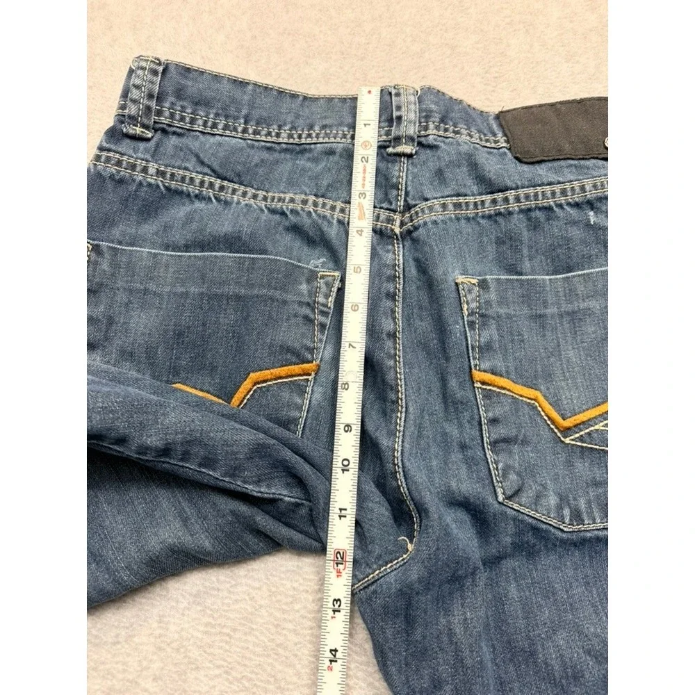 Ecko Unltd Mens Blue Denim Jeans Straight Relaxed Fit Streetwear Size 34x31